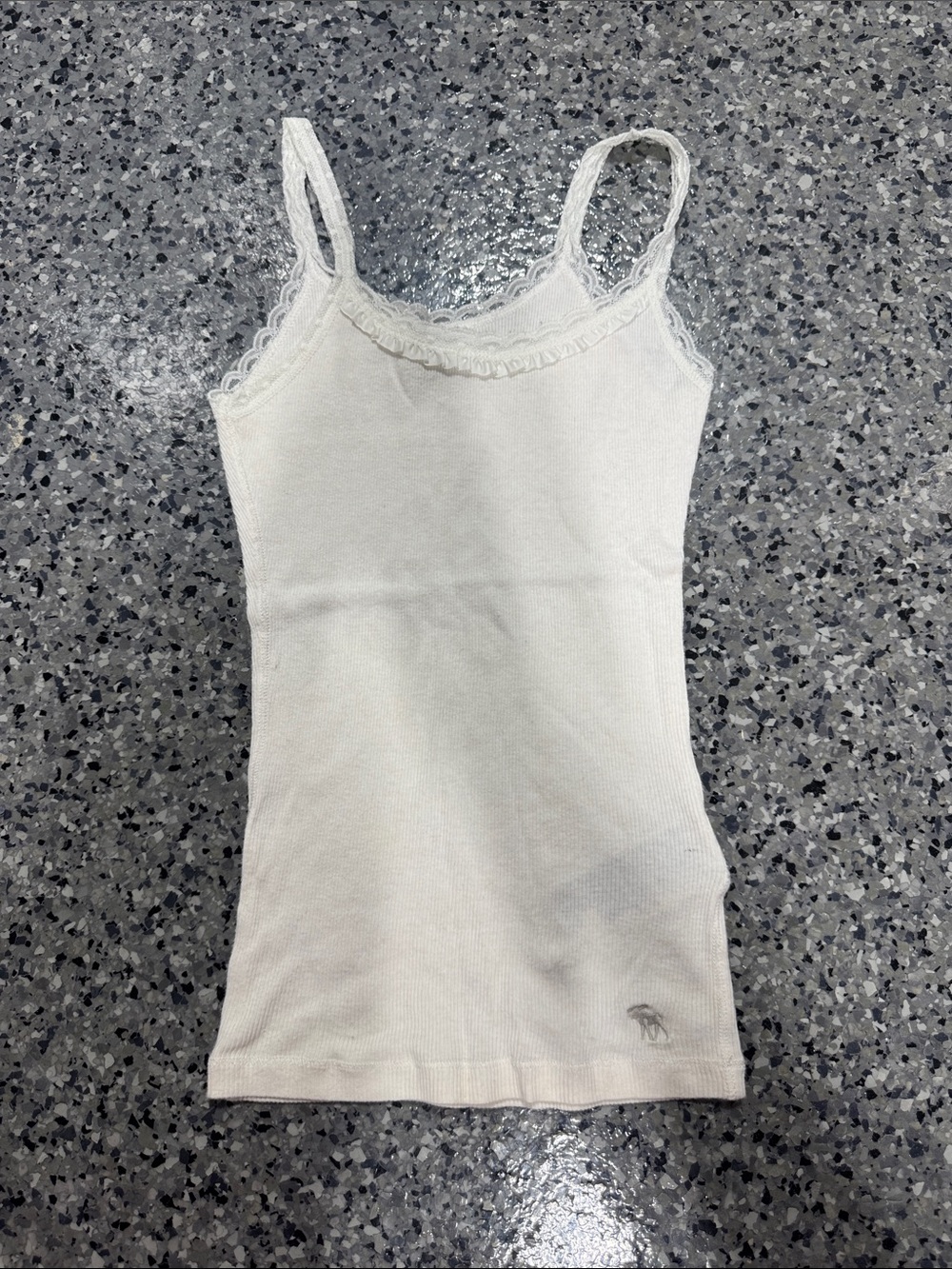 abercrombie kids Cream Lace-Trim Ribbed Tank